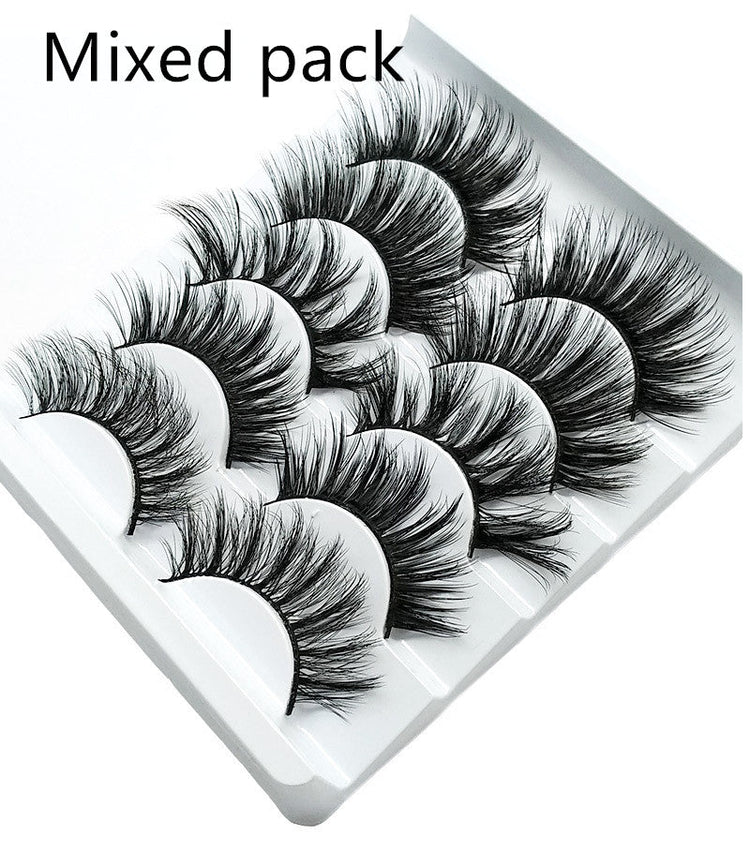 Mink False Eyelashes 3D False Eyelashes Five Pairs Of Soft Cotton Stalk Eyelashes - Rezaro