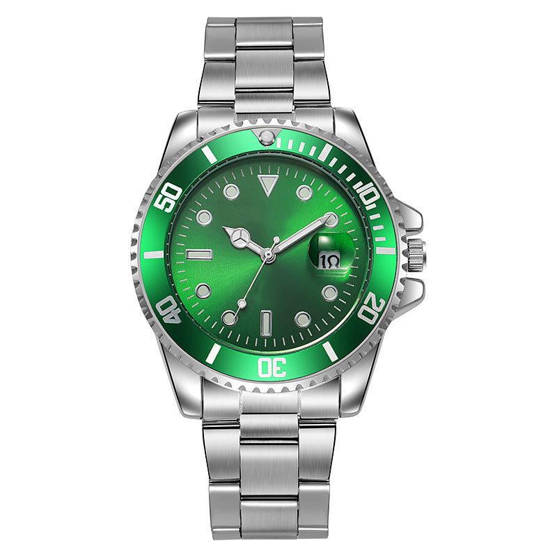 Luminous Solid Steel Strap Single Calendar Men&