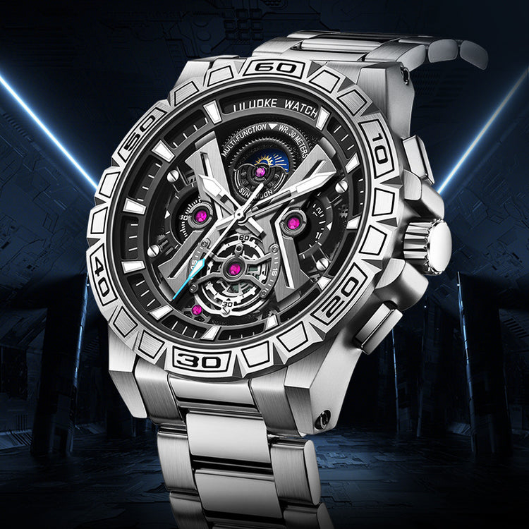 Three-Dimensional Hollow Waterproof Luminous Multifunction Quartz Watch - Rezaro
