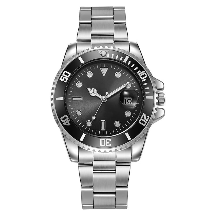 Luminous Solid Steel Strap Single Calendar Men&