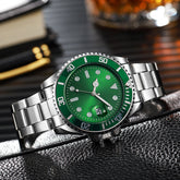 Luminous Solid Steel Strap Single Calendar Men&
