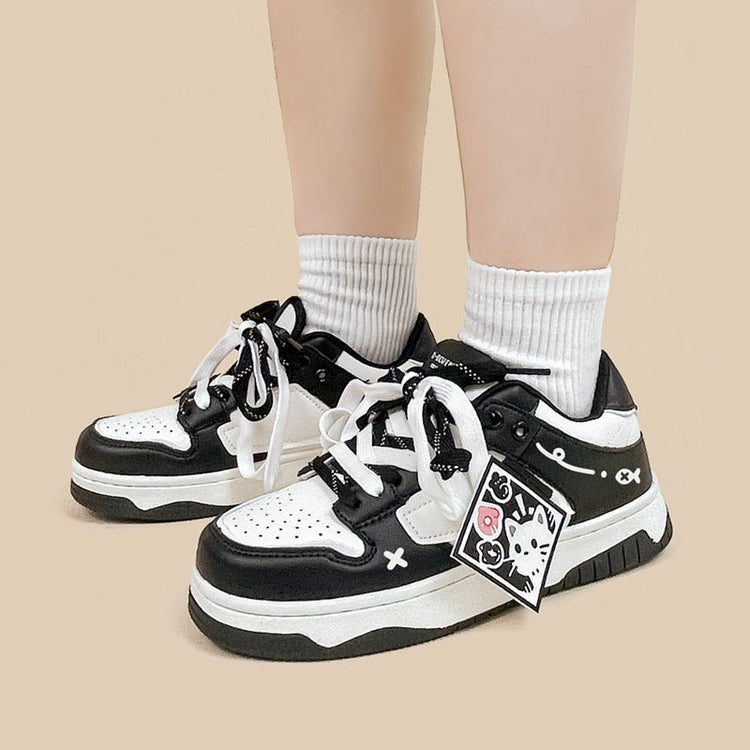 Black And White Board Shoes Women&