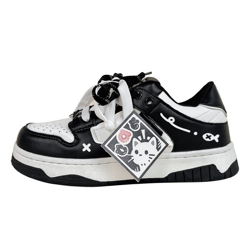Black And White Board Shoes Women&