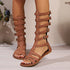 High Flat Belt Buckle Boots Roman Fish Mouth Sandal Boots - Rezaro