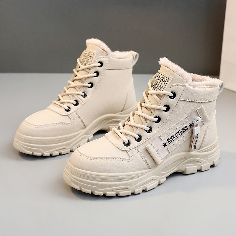 Korean Style Student All - matching Warm High - top Martin Boots - Rezaro