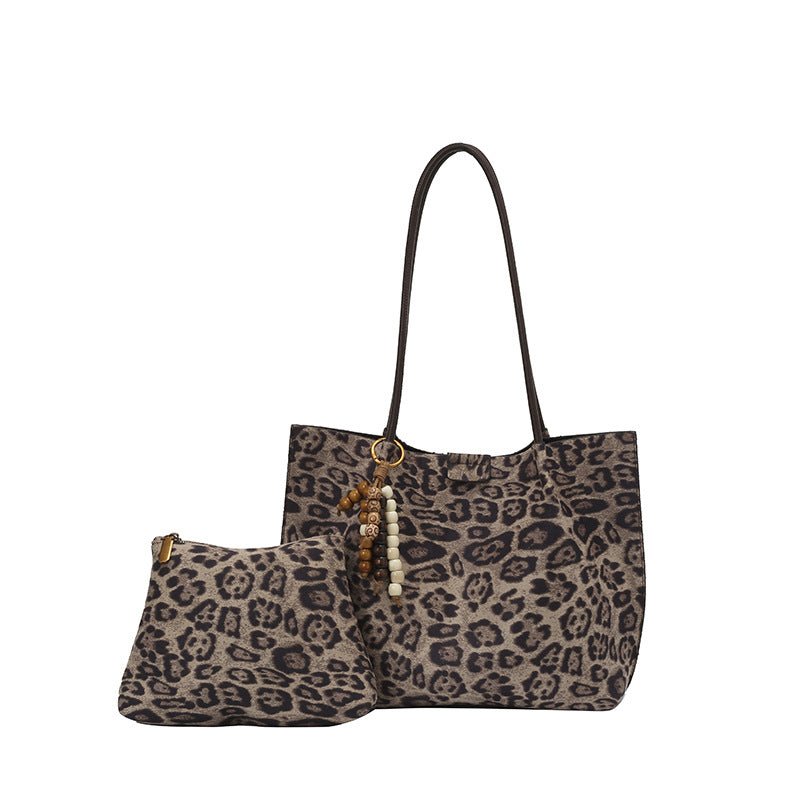 Leisure Large Capacity Leopard Print Hand - held Tote Shoulder Bag - Rezaro