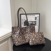 Leisure Large Capacity Leopard Print Hand - held Tote Shoulder Bag - Rezaro