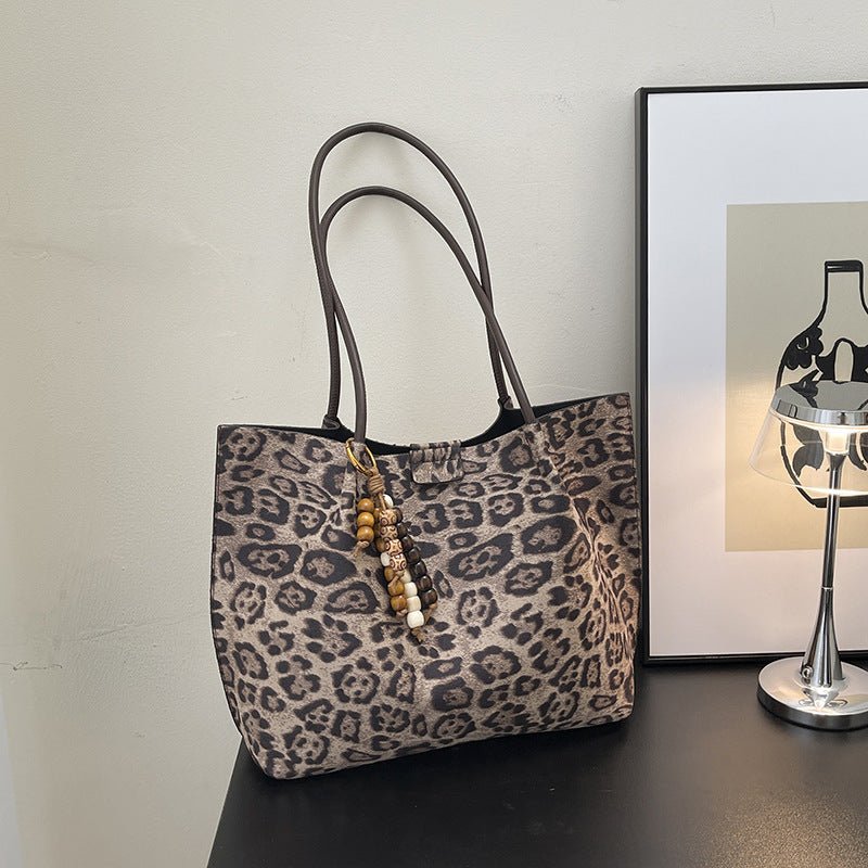 Leisure Large Capacity Leopard Print Hand - held Tote Shoulder Bag - Rezaro
