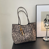 Leisure Large Capacity Leopard Print Hand - held Tote Shoulder Bag - Rezaro