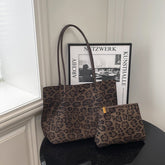 Leisure Large Capacity Leopard Print Hand - held Tote Shoulder Bag - Rezaro
