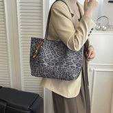 Leisure Large Capacity Leopard Print Hand - held Tote Shoulder Bag - Rezaro