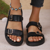 Loafers And Thick - soled Slippers Fashion Buckle Strappy Beach Sandals For Women - Rezaro