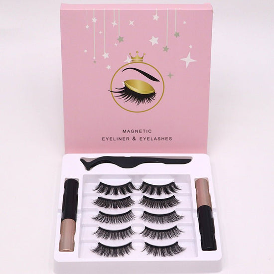 Magnetic Eyelashes Eyeliner Set Long Lasting False Mink Waterproof Eye Lashes Extension Reusable Beauty Makeup Tool - Rezaro