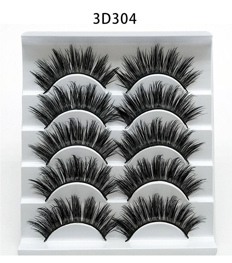 Mink False Eyelashes 3D False Eyelashes Five Pairs Of Soft Cotton Stalk Eyelashes - Rezaro
