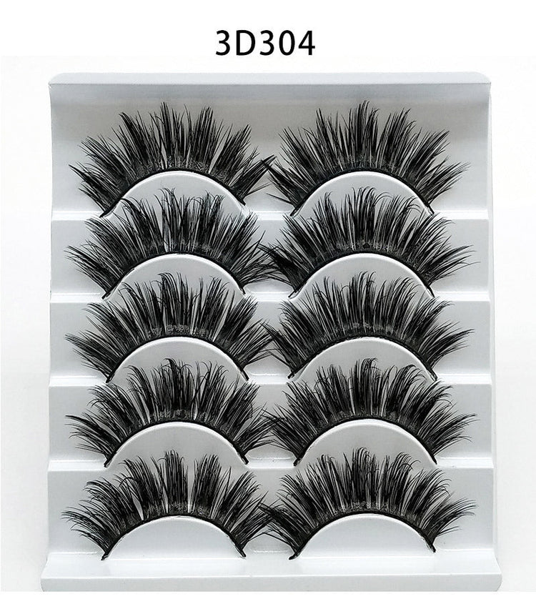 Mink False Eyelashes 3D False Eyelashes Five Pairs Of Soft Cotton Stalk Eyelashes - Rezaro