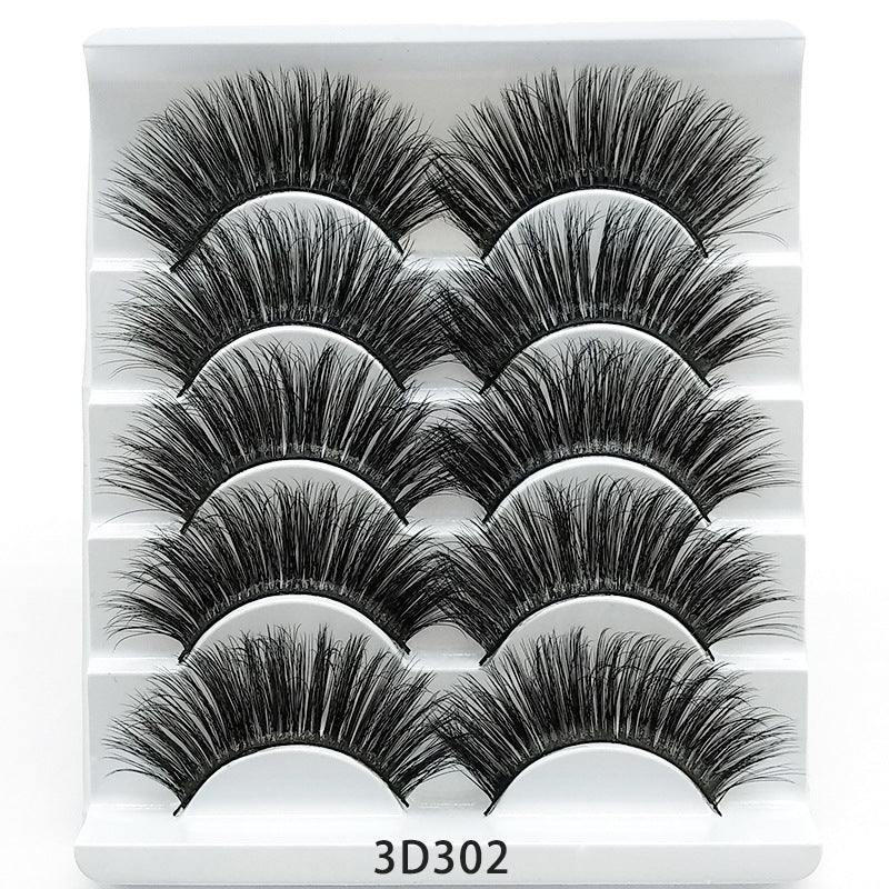 Mink False Eyelashes 3D False Eyelashes Five Pairs Of Soft Cotton Stalk Eyelashes - Rezaro