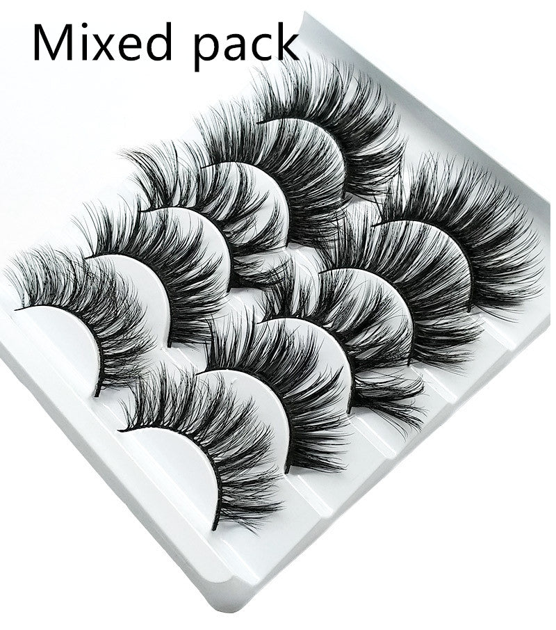 Mink False Eyelashes 3D False Eyelashes Five Pairs Of Soft Cotton Stalk Eyelashes - Rezaro