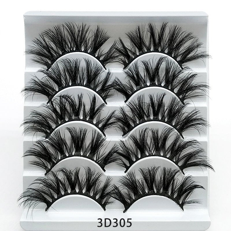 Mink False Eyelashes 3D False Eyelashes Five Pairs Of Soft Cotton Stalk Eyelashes - Rezaro