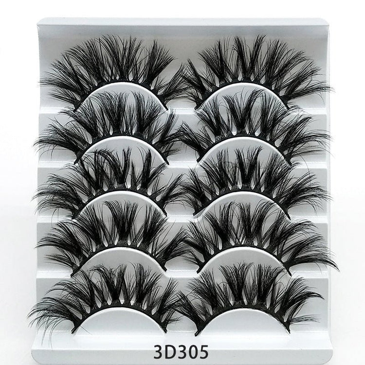 Mink False Eyelashes 3D False Eyelashes Five Pairs Of Soft Cotton Stalk Eyelashes - Rezaro