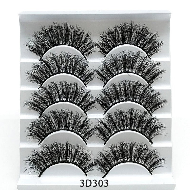 Mink False Eyelashes 3D False Eyelashes Five Pairs Of Soft Cotton Stalk Eyelashes - Rezaro