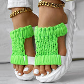 Platform Sandals Summer Braided Knit Hollow Open Toe Slipper Sandals - Anklet Not Included - Rezaro