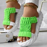 Platform Sandals Summer Braided Knit Hollow Open Toe Slipper Sandals - Anklet Not Included - Rezaro