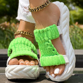 Platform Sandals Summer Braided Knit Hollow Open Toe Slipper Sandals - Anklet Not Included - Rezaro