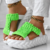 Platform Sandals Summer Braided Knit Hollow Open Toe Slipper Sandals - Anklet Not Included - Rezaro