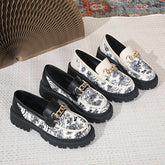 Plus Size National Style Muffin Platform Loafers Female Fashionable Golden Chain - Rezaro