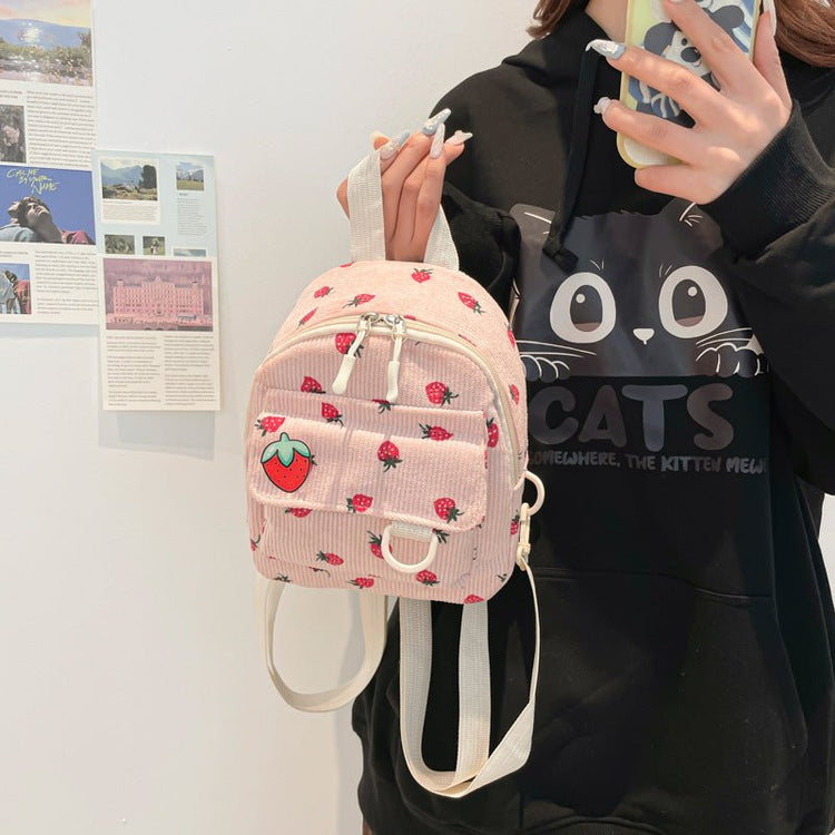 Retro Corduroy Backpack Women&