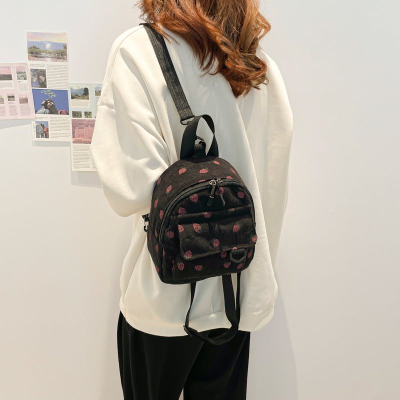 Retro Corduroy Backpack Women&