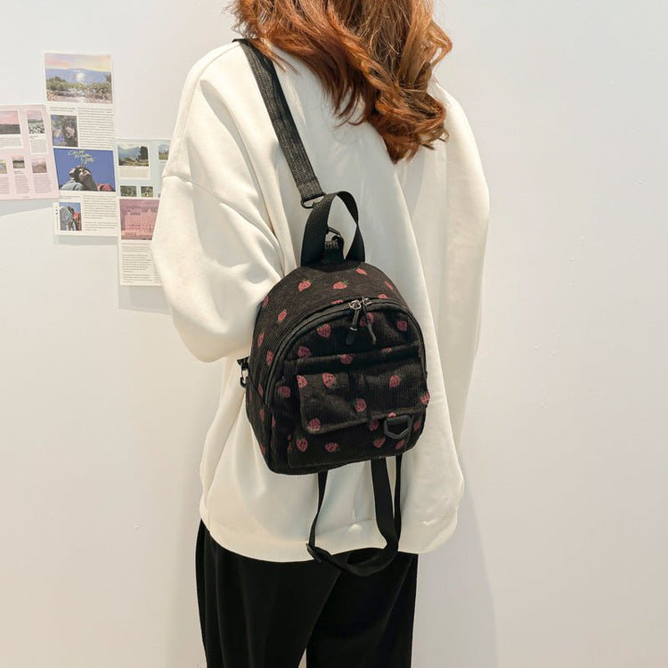 Retro Corduroy Backpack Women&