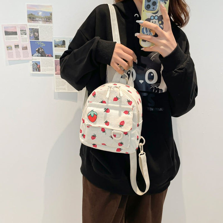 Retro Corduroy Backpack Women&