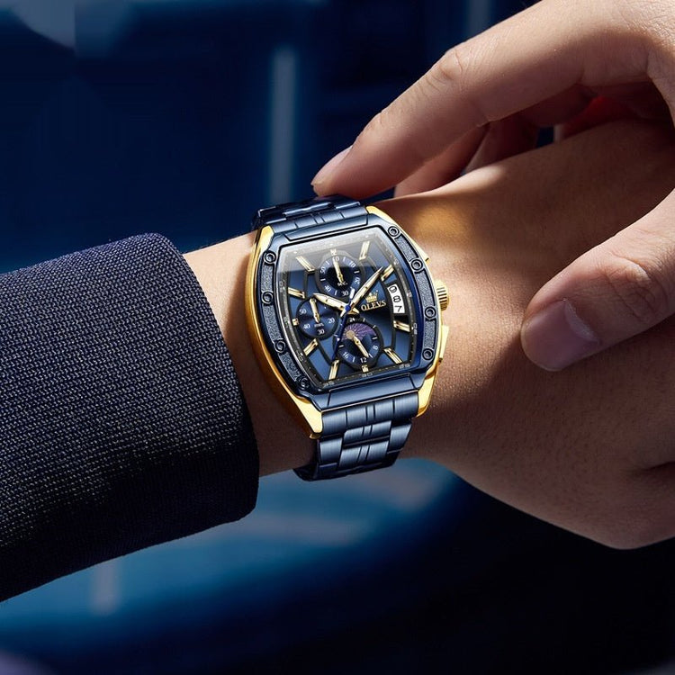 Steel Belt Tonneau Quartz Luminous Men&