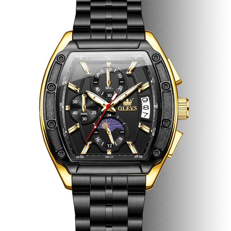 Steel Belt Tonneau Quartz Luminous Men&