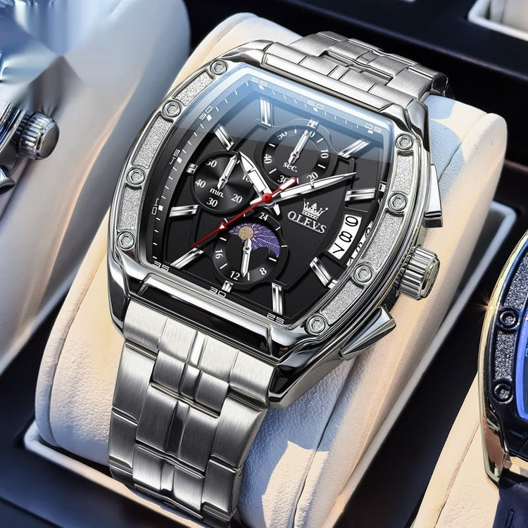 Steel Belt Tonneau Quartz Luminous Men&