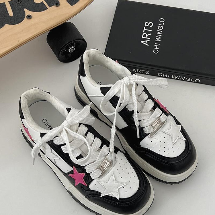 Women Korean Style Round Toe High - end Versatile Low - top Sneakers - Rezaro