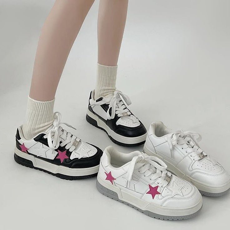 Women Korean Style Round Toe High - end Versatile Low - top Sneakers - Rezaro