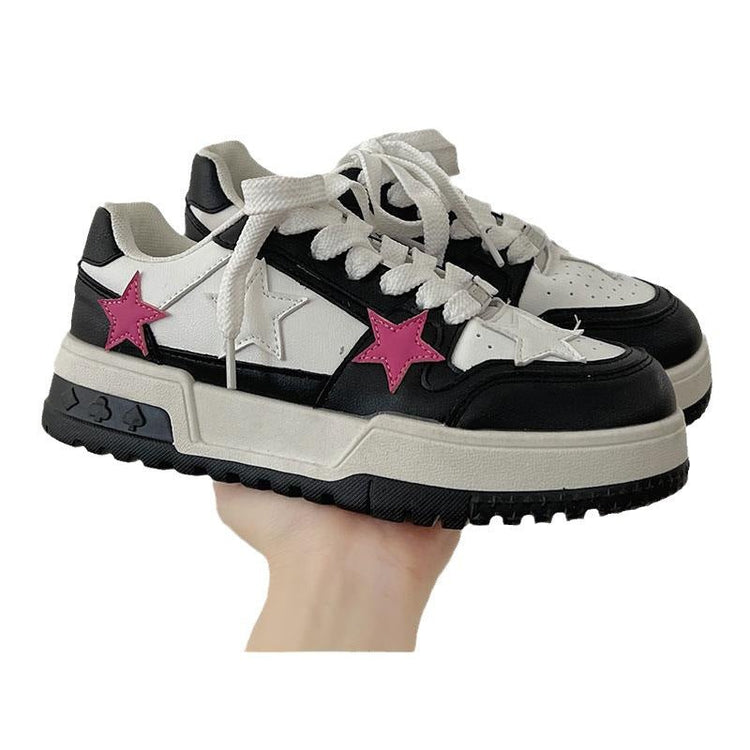 Women Korean Style Round Toe High - end Versatile Low - top Sneakers - Rezaro