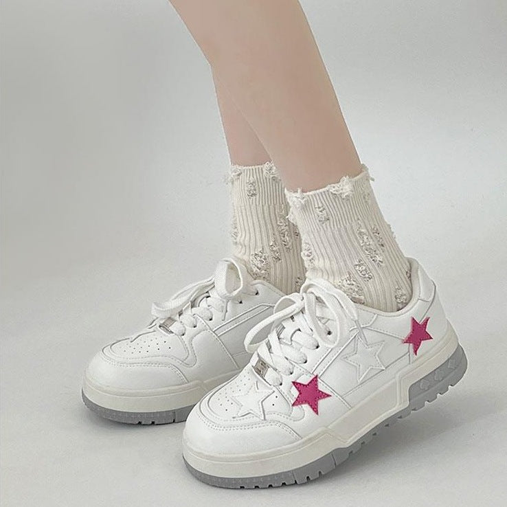 Women Korean Style Round Toe High - end Versatile Low - top Sneakers - Rezaro